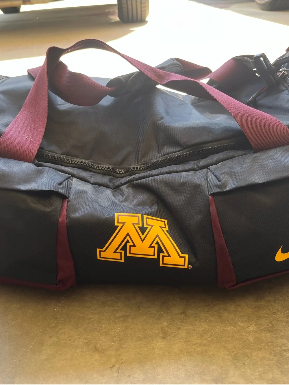 University of Minnesota Golden Gophers Nike Black Duffel Bag with Shoulder Strap